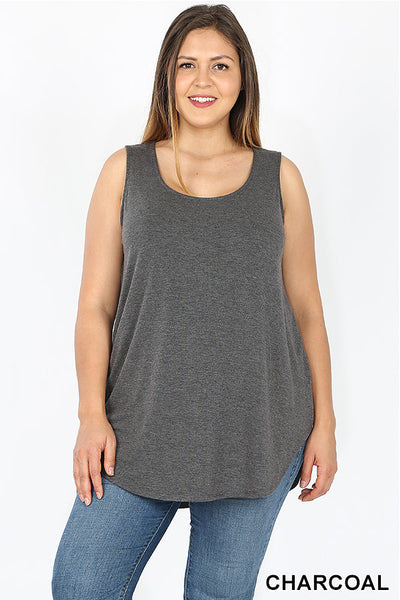 4001 0/0S Round Neck & Hem TOP in CHARCOAL JV-A28B