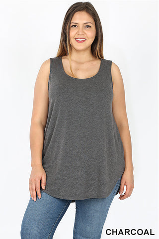 4001 0/0S Round Neck & Hem TOP in CHARCOAL JV-A28B