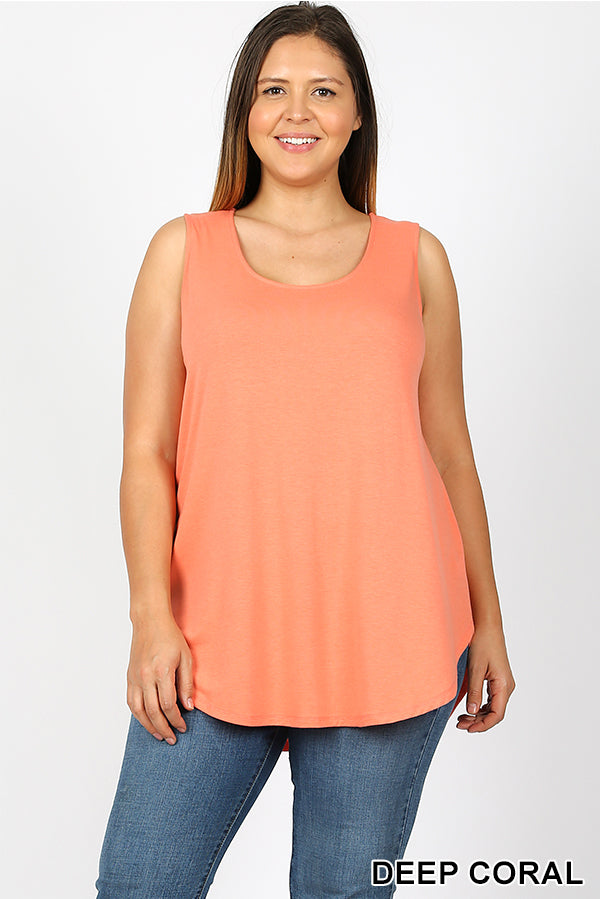 4003 0/0S Round Neck & Hem TOP in DEEP CORAL JV-KO