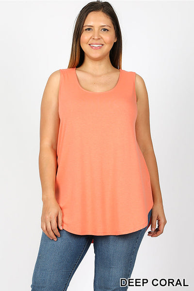 4003 0/0S Round Neck & Hem TOP in DEEP CORAL JV-KO