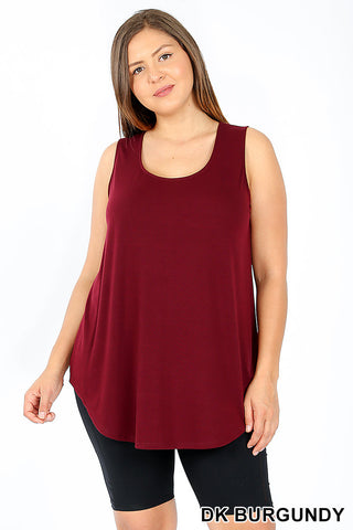 4009 0/0S Round Neck & Hem TOP in DK BURGUNDY JV-E33A