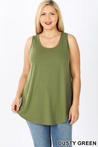 4450 0/0S Round Neck & Hem TOP in DUSTY GREEN JV-K44A