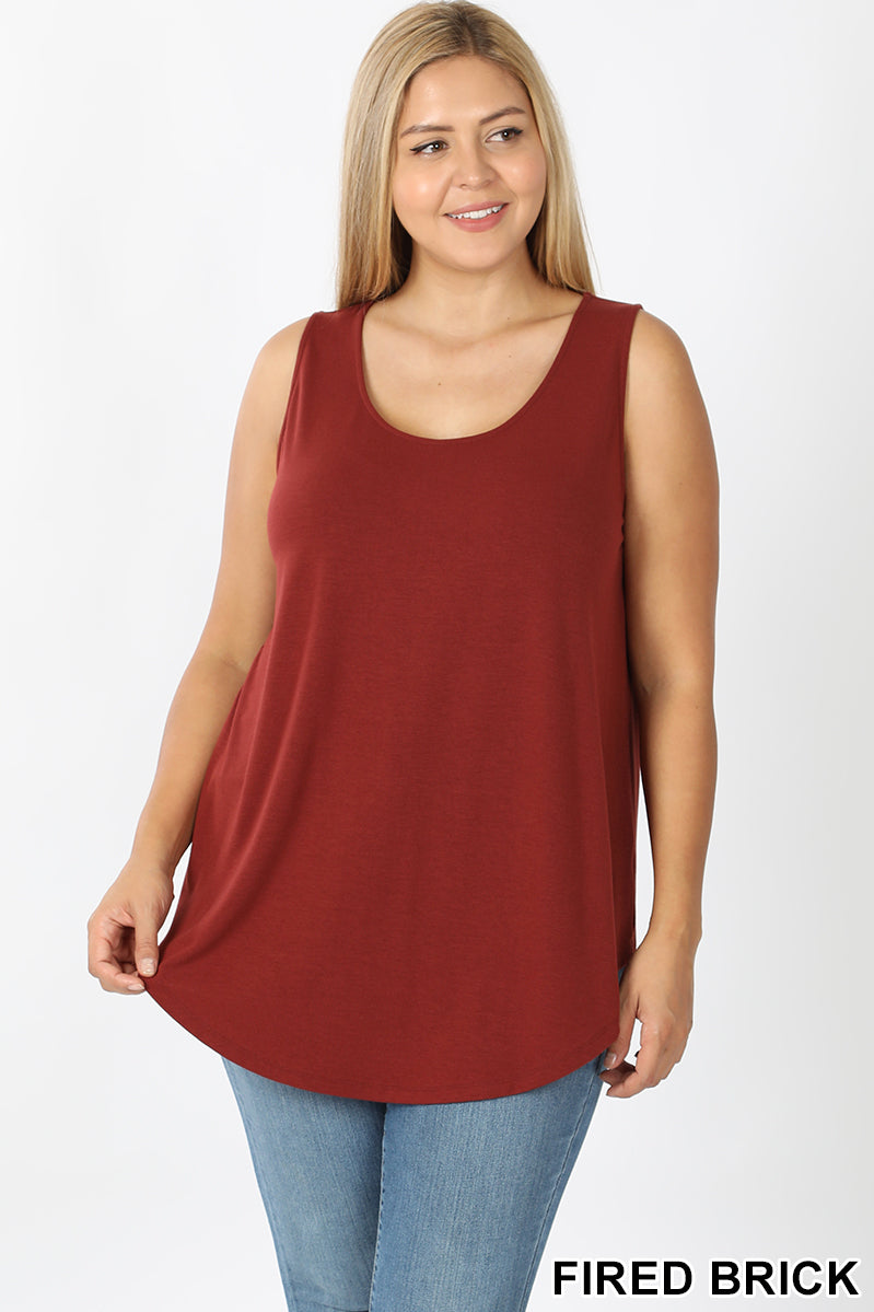 4007 0/0S Round Neck & Hem TOP in FIRED BRICK JV-KO