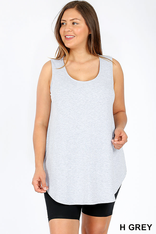 4034 0/0S Round Neck & Hem TOP in HEATHER GREY JV-T42C