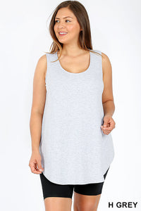 4034 0/0S Round Neck & Hem TOP in HEATHER GREY JV-T42C