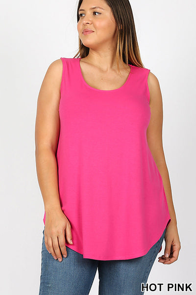 4103 0/0S Round Neck & Hem TOP in HOT PINK JV-M82B