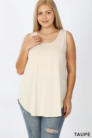 4449 0/0S Round Neck & Hem TOP in TAUPE JV-KO