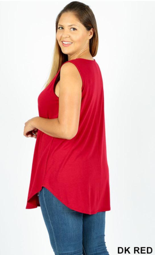 4906 0/0S Round Neck & Hem TOP in DK RED JV-KO