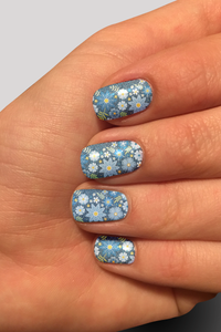 8248n Denim Look Wildflowers CUSTOM PRINT NAIL STRIPS JV-Z99