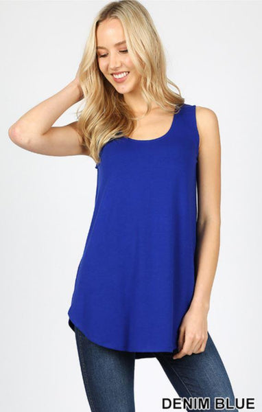 4912 0/0S Round Neck & Hem TOP in DENIM BLUE JV-KO