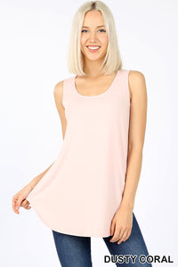 4848 0/0S Round Neck & Hem TOP in DUSTY CORAL JV-A43C