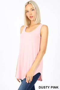 4849 0/0S Round Neck & Hem TOP in DUSTY PINK JV-N103C