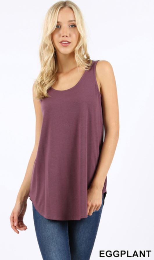 4918 0/0S Round Neck & Hem TOP in EGGPLANT JV-Z77