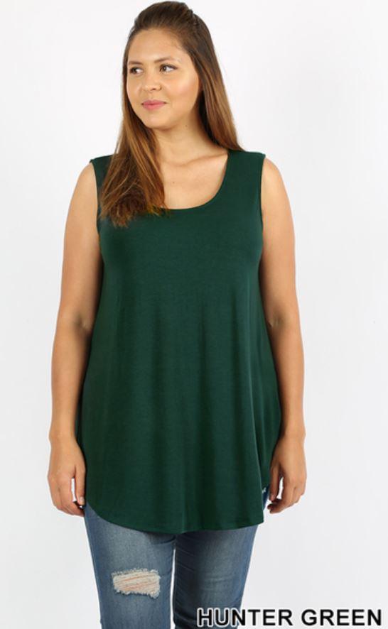 4914 0/0S Round Neck & Hem TOP in HUNTER GREEN JV-N12B