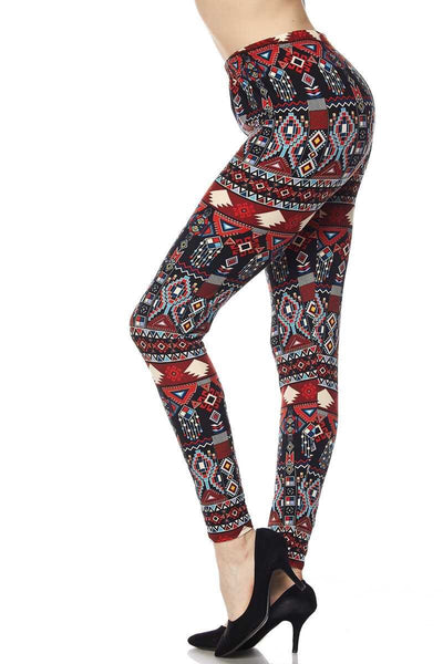 122 Red Aztec Tribal LEGGINGS JV-A46B CAPRI ONLY LEFT