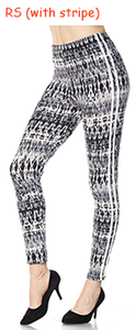 140 Black and White Ribbon Tie Dye LEGGINGS JV1-Q13B G