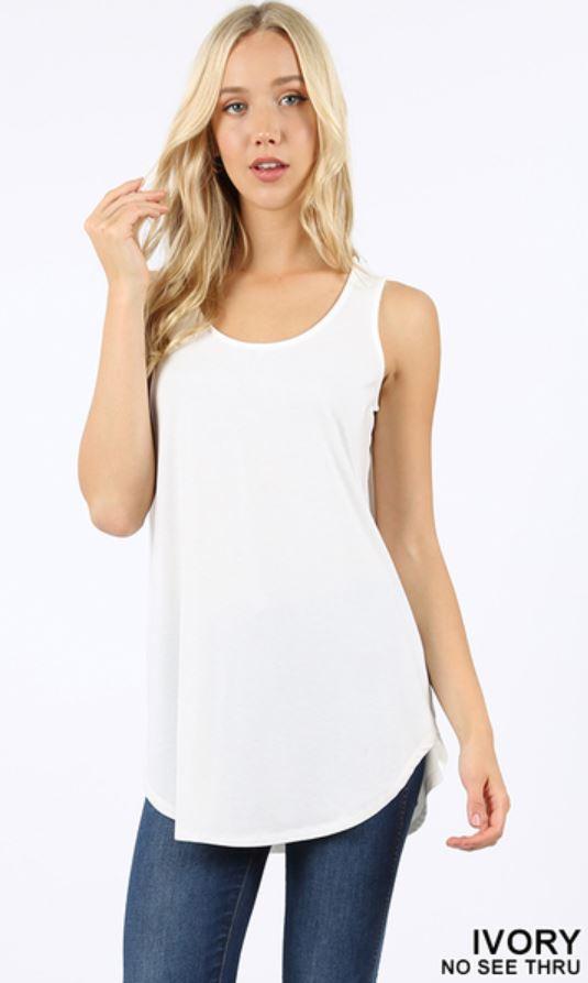 4916 0/0S Round Neck & Hem TOP in IVORY JV-M57B