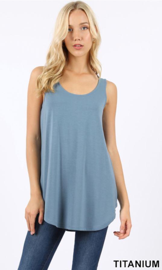4920 0/0S Round Neck & Hem TOP in TITANIUM JV-I2A