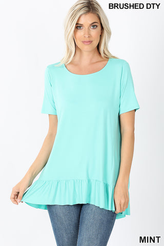 11004 1/4S HiLo Ruffle Hem TOP in MINT