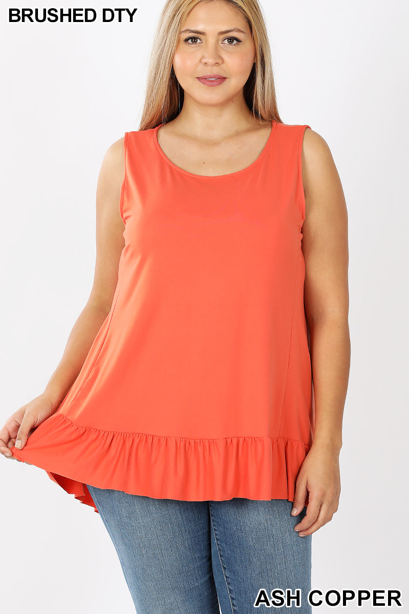 11025 0/0S HiLo Ruffle Hem TOP in ASH COPPER