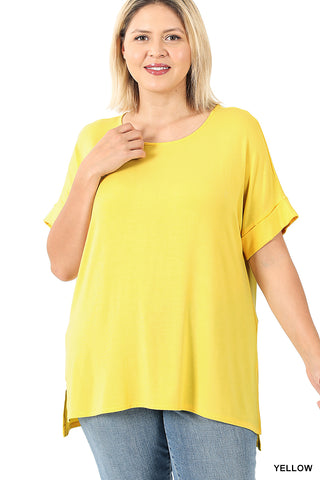 11119 1/4S Modal Boat Neck TOP in YELLOW