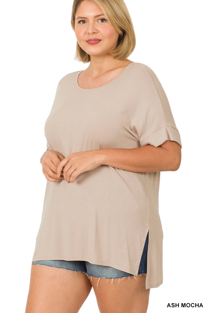 11120 1/4S Modal Boat Neck TOP in ASH MOCHA