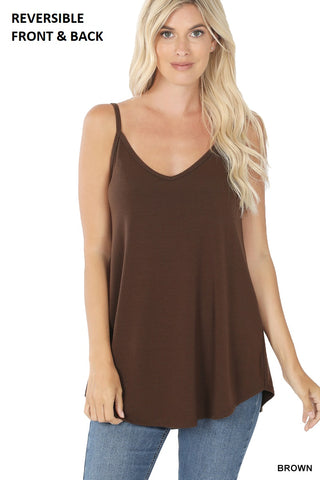 11140 0/0S V & Scoop Neck Reversible CAMI in BROWN