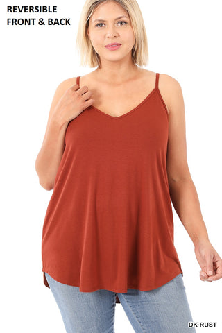11141 0/0S V & Scoop Neck Reversible CAMI in DK RUST
