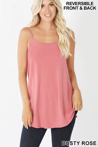 11142 0/0S V & Scoop Neck Reversible CAMI in DUSTY ROSE