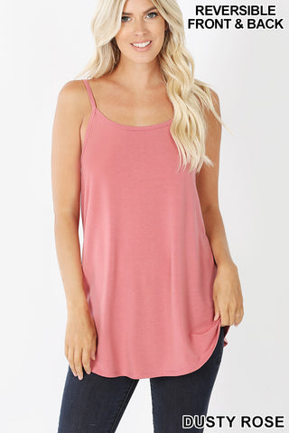11142 0/0S V & Scoop Neck Reversible CAMI in DUSTY ROSE