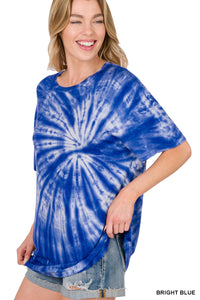 11145 1/4S RN Drop Shoulder Tie Dye TOP in BRIGHT BLUE