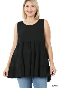 11149 0/0S Ruffled 3 Tier TOP in BLACK
