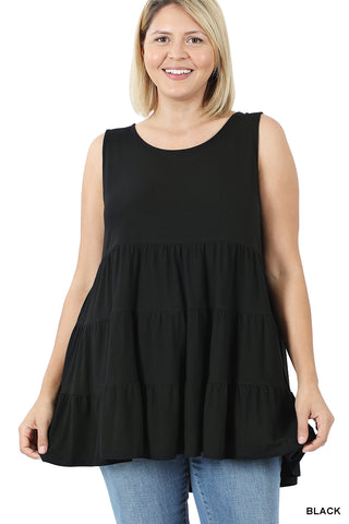 11149 0/0S Ruffled 3 Tier TOP in BLACK
