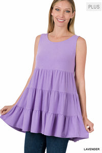 11151 0/0S Ruffled 3 Tier TOP in LAVENDER