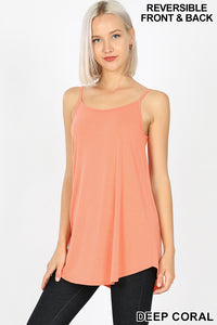 11160 0/0S V & Scoop Neck Reversible CAMI in DEEP CORAL