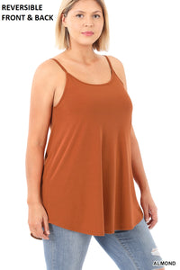 11165 0/0S V & Scoop Neck Reversible CAMI in ALMOND