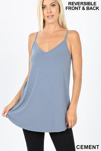11167 0/0S V & Scoop Neck Reversible CAMI in CEMENT