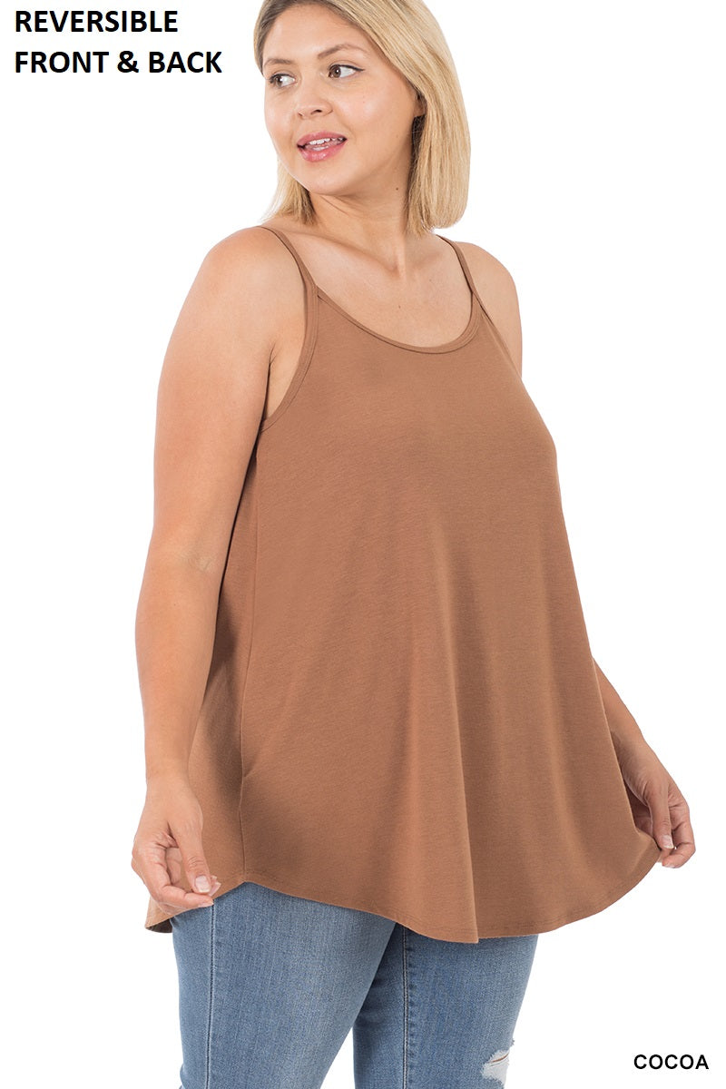 11168 0/0S V & Scoop Neck Reversible CAMI in COCOA