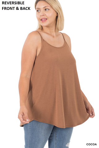 11168 0/0S V & Scoop Neck Reversible CAMI in COCOA