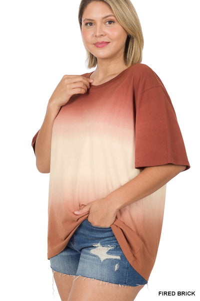 11181 1/4S Tie Dye Dip PREM TOP in FIRED BRICK JV-A48C