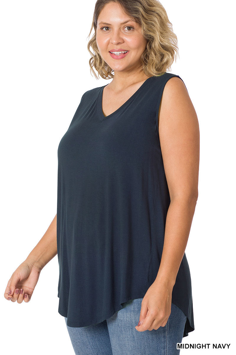 11187 0/0S V Neck HiLo Hem TOP in MIDNIGHT NAVY