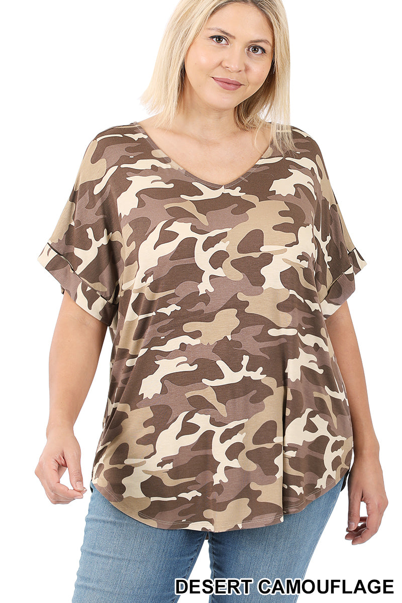11195 1/4S Cuffed VNRH TOP in DESERT CAMO