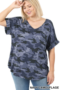 11197 1/4S Cuffed VNRH TOP in NAVY CAMO