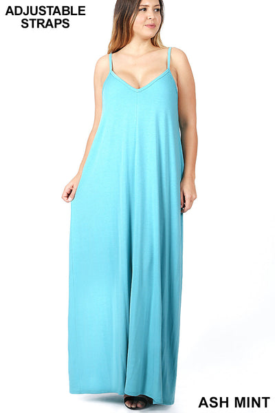 1551 0/0S VNeck ADJ Maxi Dress w PKTS in ASH MINT HQ-E28T