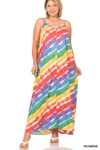 1560 0/0S FT V Neck TD ADJ Cami Maxi DRESS in RAINBOW JV-H28C