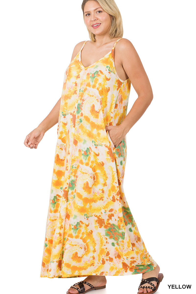 1564 0/0S FT V Neck TD  ADJ Cami Maxi DRESS in YELLOW JV-D8C