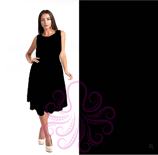 1579 0/0S SOLID Black SWING DRESS w PKTS JV-T91A