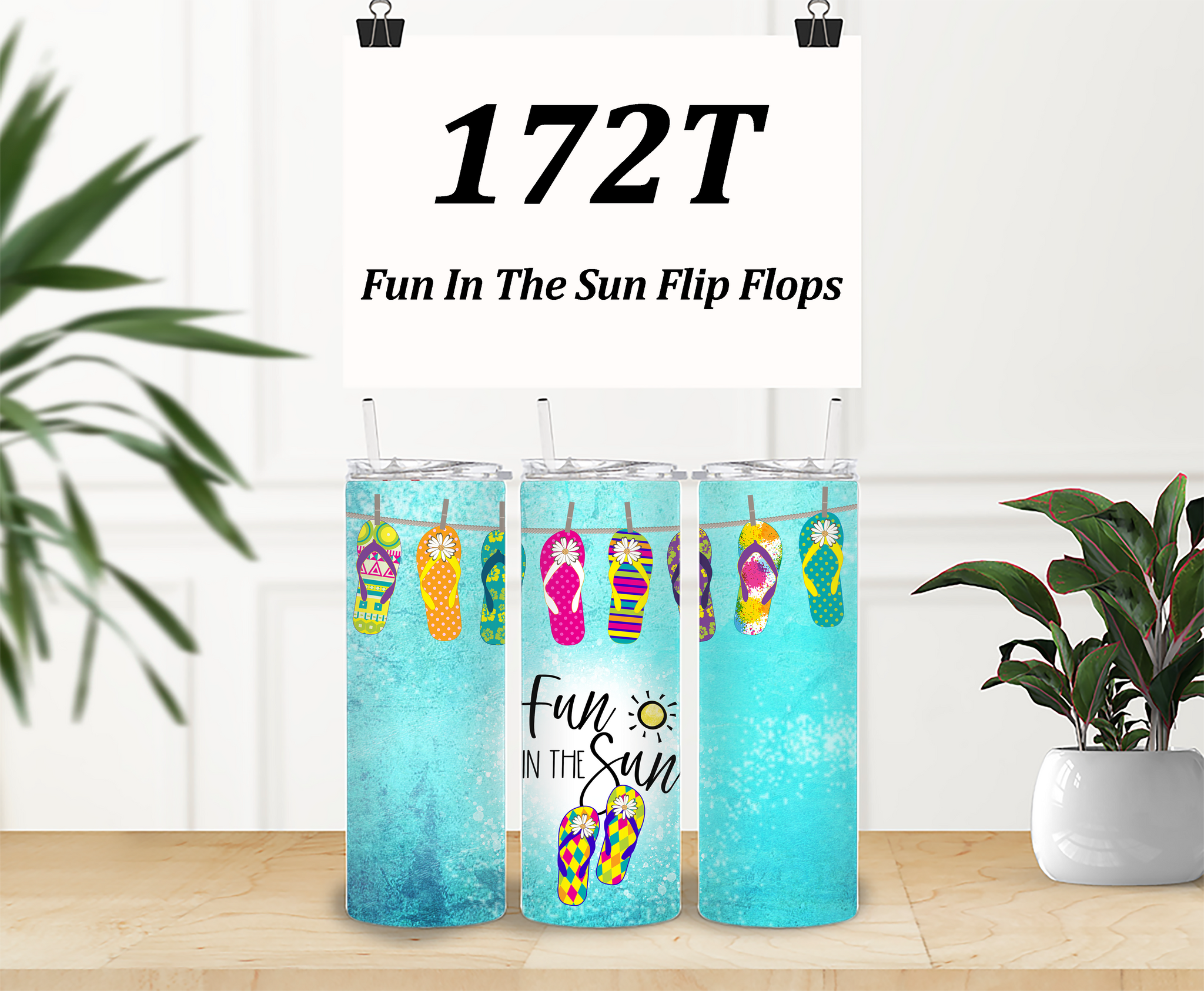 172T 20 OZ SS Fun In The Sun Flip Flops DESIGNER TUMBLER