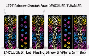 179T Rainbow Cheetah Paws DESIGNER TUMBLER - TBM