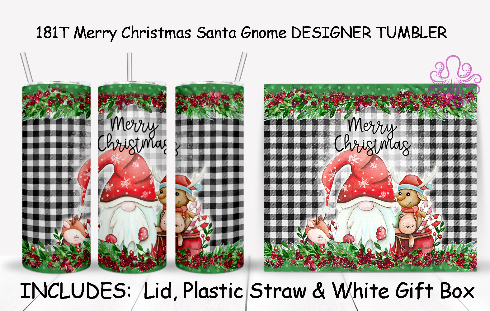 181T Merry Christmas Santa Gnome TUMBLER - TBM
